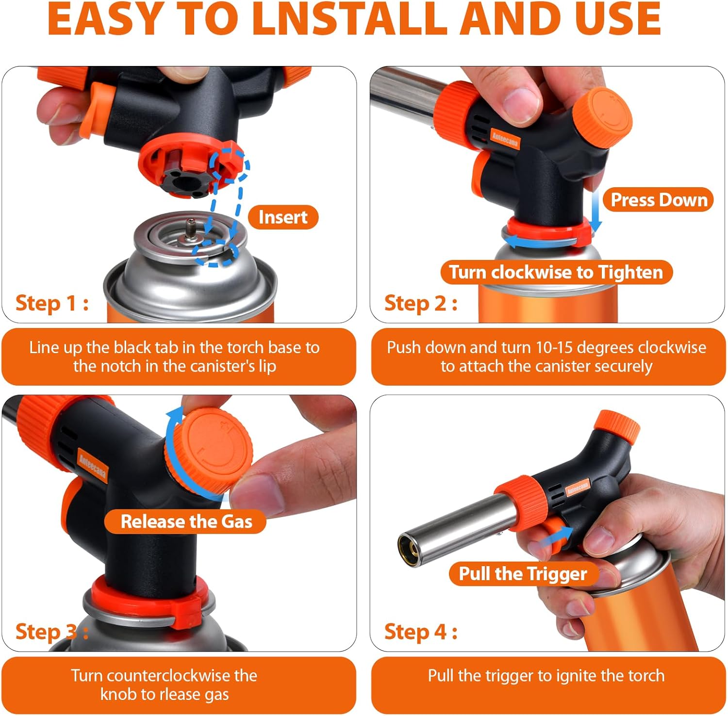 Upgrade Culinary Professional Kitchen Cooking Torch - Adjustable Flame for Versatile Use | Butane Gas Not Included
