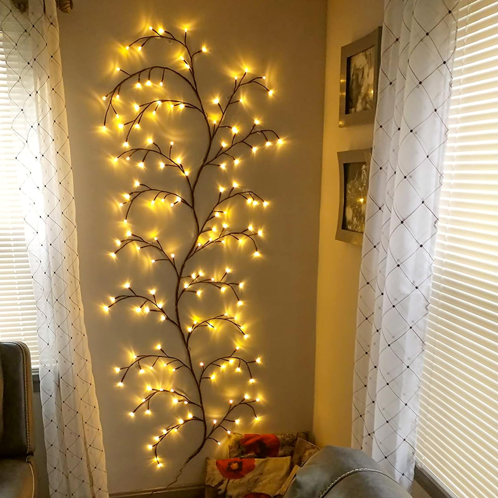 SZMiNiLED Enchanted Willow Vine Lights: Warm LED Branch Lights for Bedroom Window Frame Living Room Wall, DIY Home Decor Ideal for Fireplace, Wedding & Christmas Decor