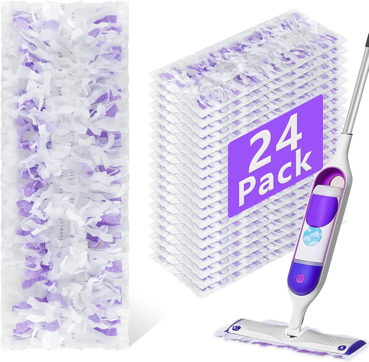 Swiffer PowerMop Refills - 24 Pack Unscented Thickened Pads for Multi-Surface & Wood Floor Cleaning