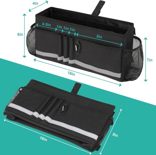 EXLIFBAG Walker Bag - Folding Design with Cup Holder | Essential Accessories for Seniors - Black