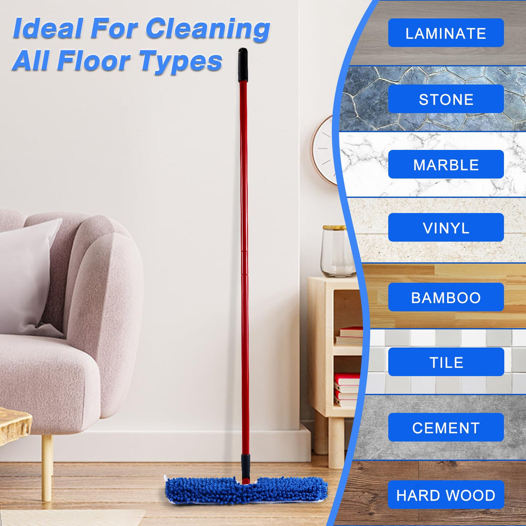 3 Pack Mop Heads Replacements Compatible with O-Cedar Dual-Action Flip Mop, Double-Sided Microfiber Chenille Mop Refills for Dry Wet Use, Washable Reusable Floor Cleaning Pads
