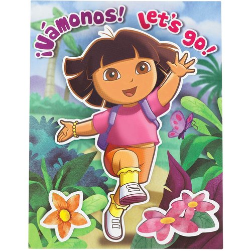 Dora The Explorer Party Invitation Card, 7" x 5", Pack of 8.