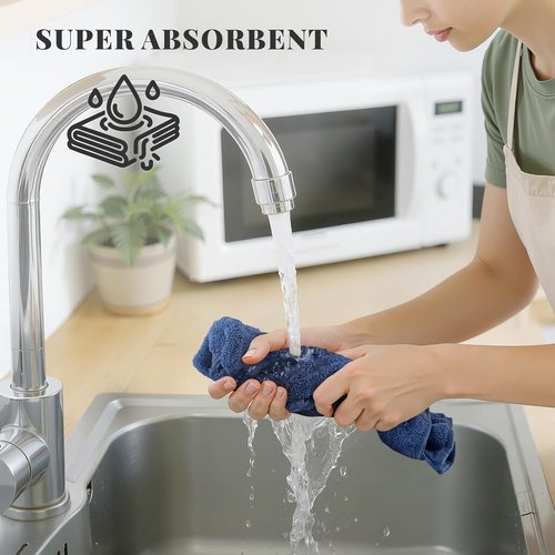 Homaxy Premium Kitchen Towels - Soft & Absorbent 380 GSM Cotton Dish Towels | 18"x28", Navy Blue, 6 Pack