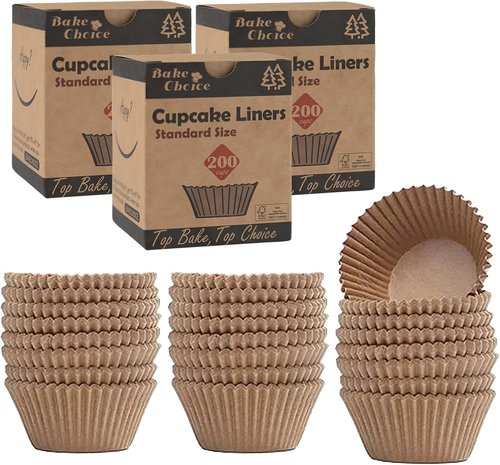 Bake Choice Non-Stick Cupcake Liners - 600 Pcs Greaseproof Muffin Papers for Parties & Weddings