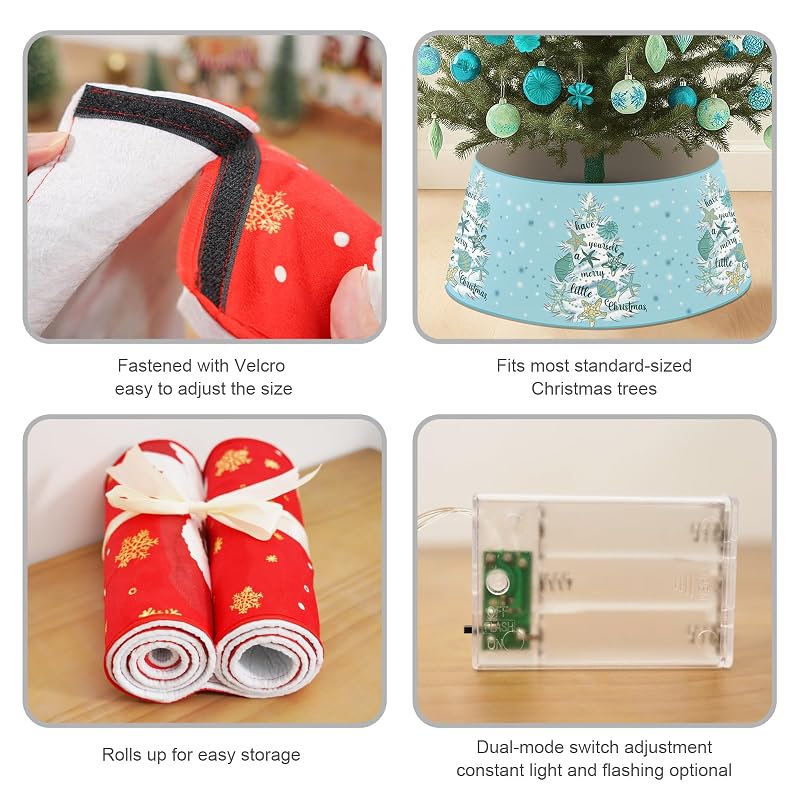 Christmas Tree Collar with LED Light - 26in Diameter, Blue Ring Base Cover