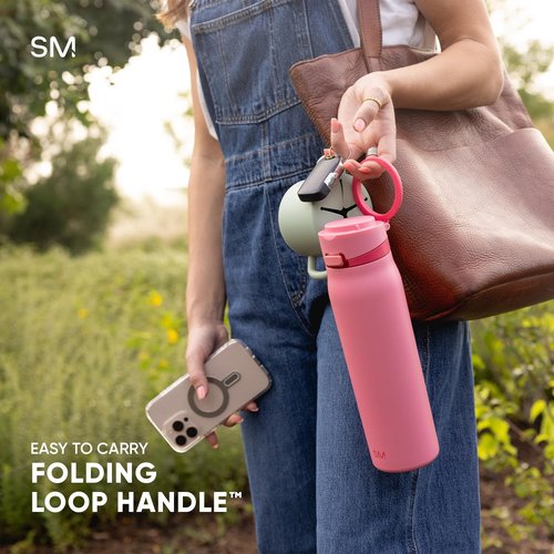 Simple Modern Mesa Loop Water Bottle with Covered Straw and Handle | 30oz Cup Holder Friendly Insulated Stainless Steel Bottles for Travel, Sports and School | Coconut Pearl