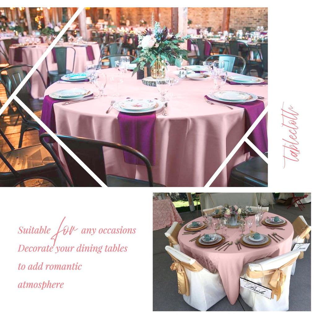 Showgeous 10 Pack Pink Round Tablecloth - 120 Inch Polyester Table Cloth - Washable Decorative Fabric Table Covers for Wedding, Dining, Party, Banquet, Buffet