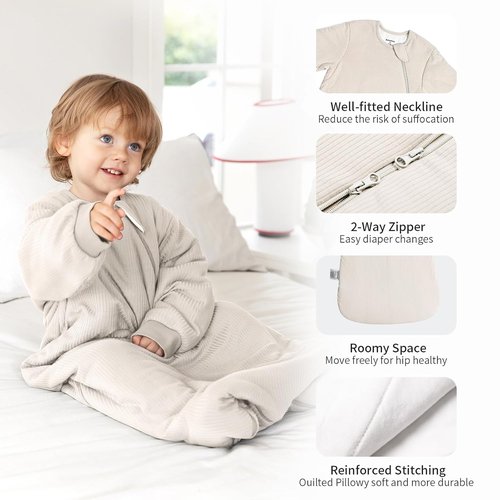 BubblePanda Sleep Sack | Rayon Bamboo 1.5 Tog Long Sleeve Baby Blanket for 6-12 Months