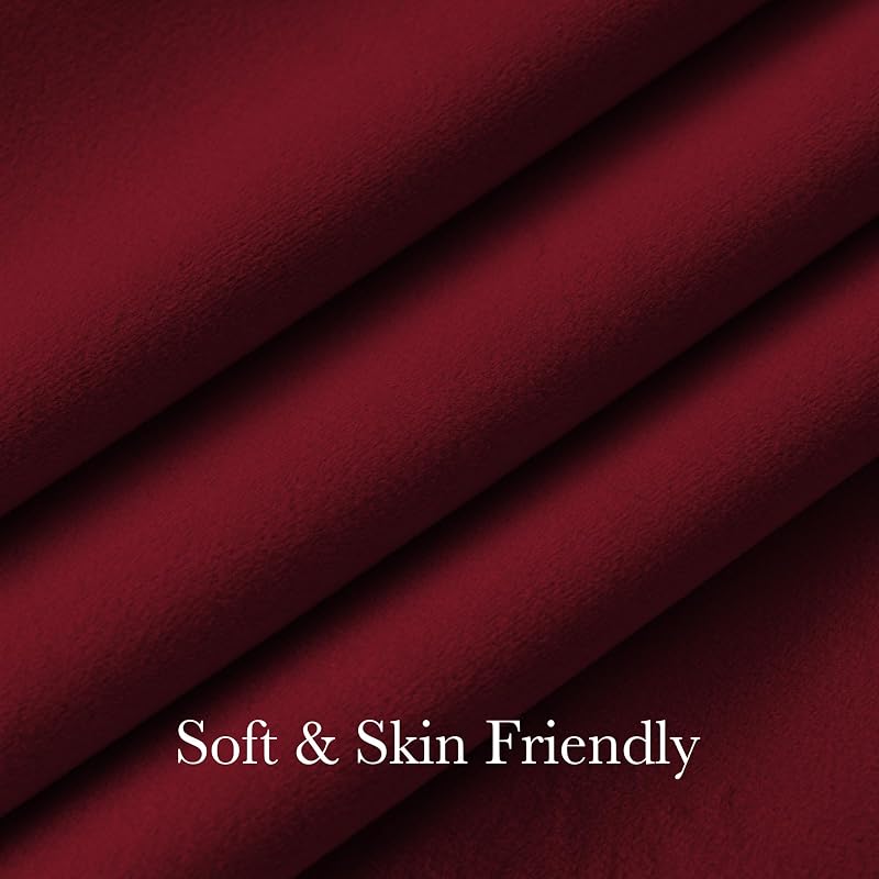 NICETOWN Pinch Pleat Velvet Blackout Curtains 96 In Long - Red 2 Panels, 40"W x 96"L