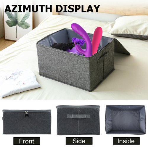 Locking Storage Box for Sex Toys | Portable Ditty Travel Box | Discreet Adult Toy Organizer Case with Combination Lock & Drawstring Bags (Dark Grey, 15" x 10" x 5.9" (38x26x15 cm))