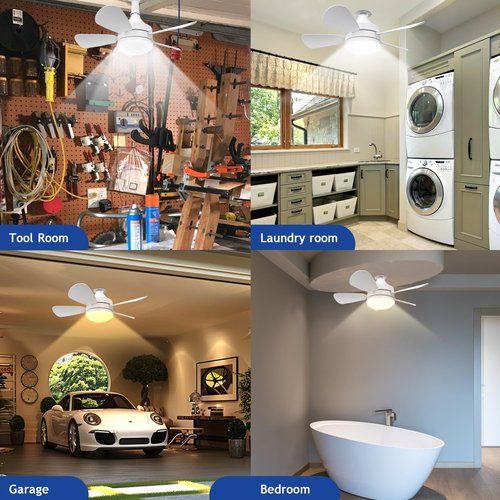 Jolimark 2000 Lumen Socket Ceiling Fan Light with Remote, E26 Socket, 3 Speed Noiseless Dimmable Fan, Adjustable CCT, 2/4H Timer, for Kitchen Bathroom Garage Bedroom, White