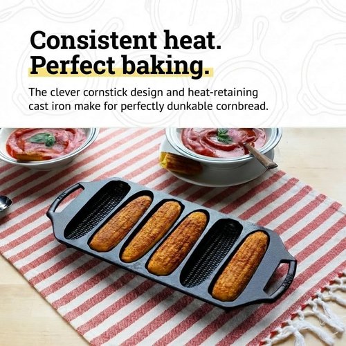 Lodge Cast Iron Cornstick Pan - Perfectly Shaped Cornbread Sticks | Durable & Versatile Cookware
