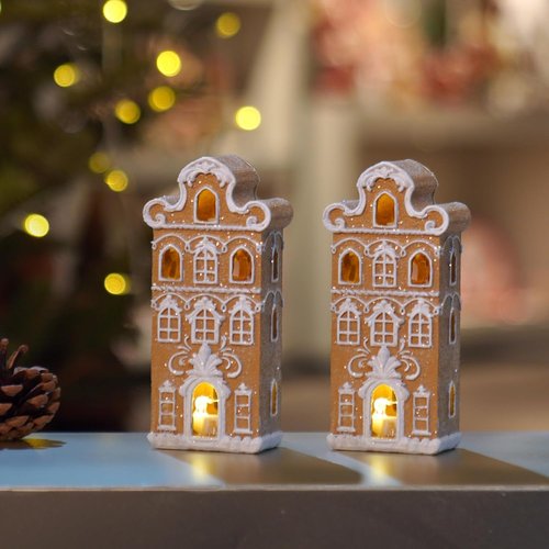 Cynkeyee Gingerbread House | Festive Indoor Christmas Decorations | Resin Village Decor 2.5x2x5.5 Inch