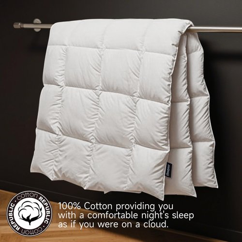Beautyrest Luxury Hotel Collection Down Comforter King Size - 100% Cotton All Season Duvet Insert, Fluffy Goose Feather Fiber with Corner Tabs, White (106" W X 90" L)