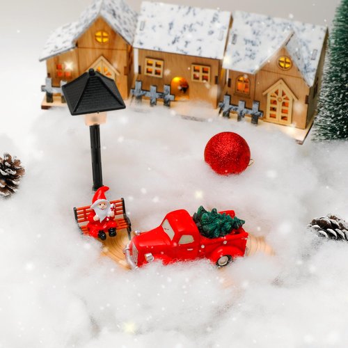 QZYL 12 OZ Artificial Snow, Vacuum Packaged Fake Snow Cotton, Fluffy Faux Snow Buffalo Snow Craft Cotton for Christmas Village, White Christmas Tree Decor Winter Mantel Decorations for Indoor Home