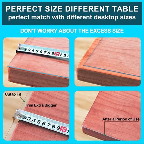 Oversize Waterproof Multi Size Crystal Plastic Table Protector Clear PVC Table Cover Cloth for Wedding Banquet Christmas Party Meeting Desktop Cutting Folding Table Pad 54x102“ Non-slip Heat Resistant