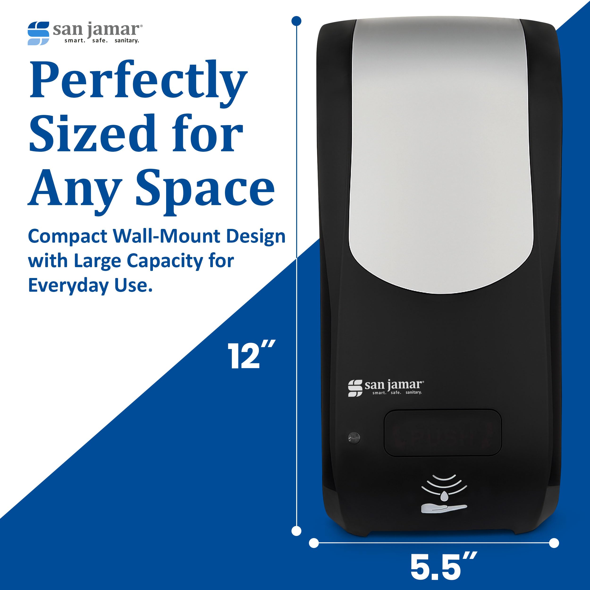 San Jamar Rely SH970BKSS Hybrid Foam Soap Dispenser, Black/Stainless Look