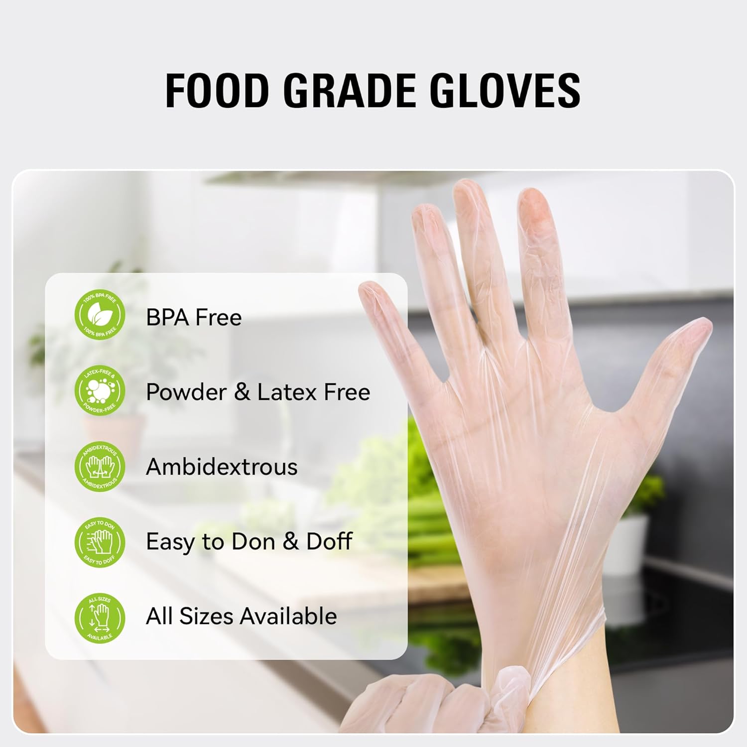 SWIFTLITE Disposable Vinyl Gloves - Food Safe, Latex-Free, Powder-Free Clear Plastic | Ideal for Cooking & Cleaning