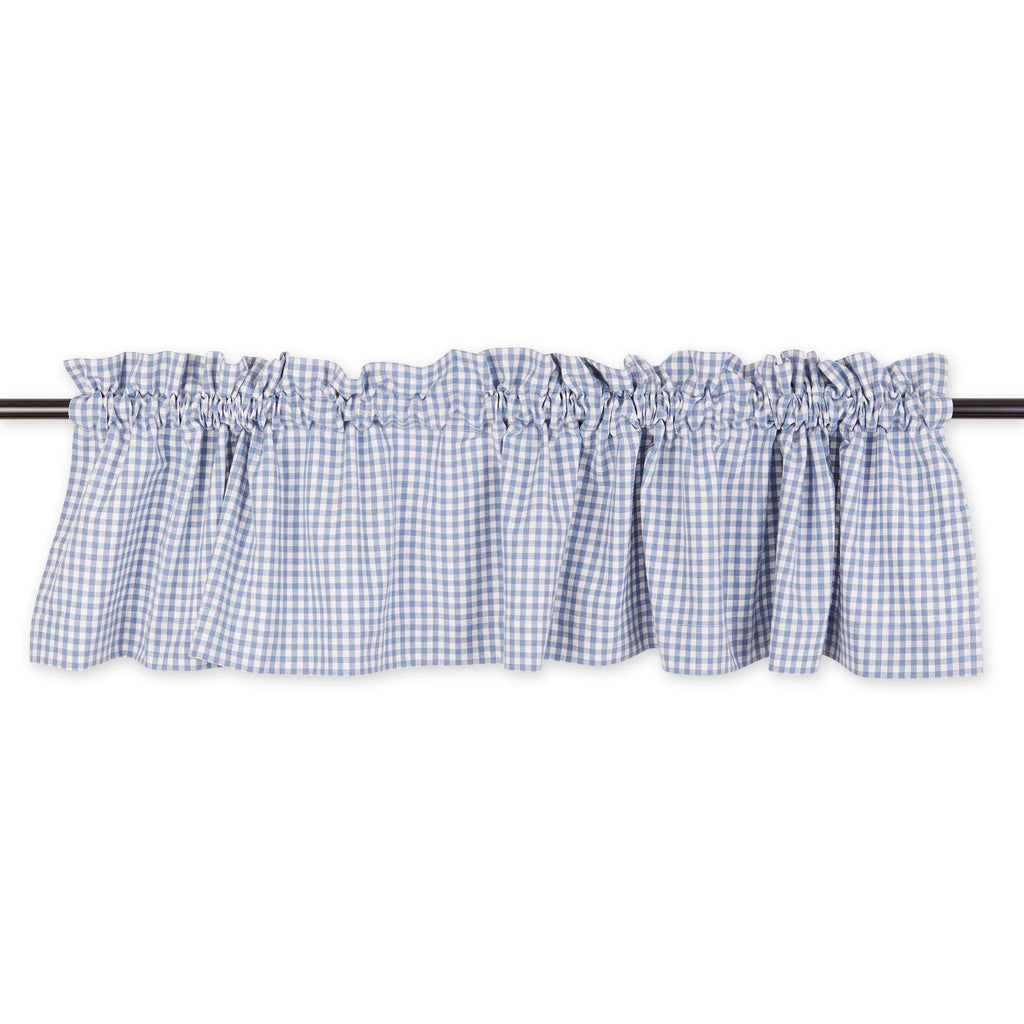 DII Window Valance Collection, 100% Cotton, Pre-Shrunk, Machine Washable, 2 Inch Curtain Rod Pocket, Single Panel, 72x14, Stonewash Blue Check