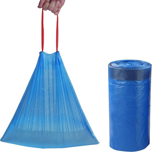Fiaze 6 Gallon Drawstring Trash Bags - 200 Count | Durable & Convenient Blue Waste Disposal