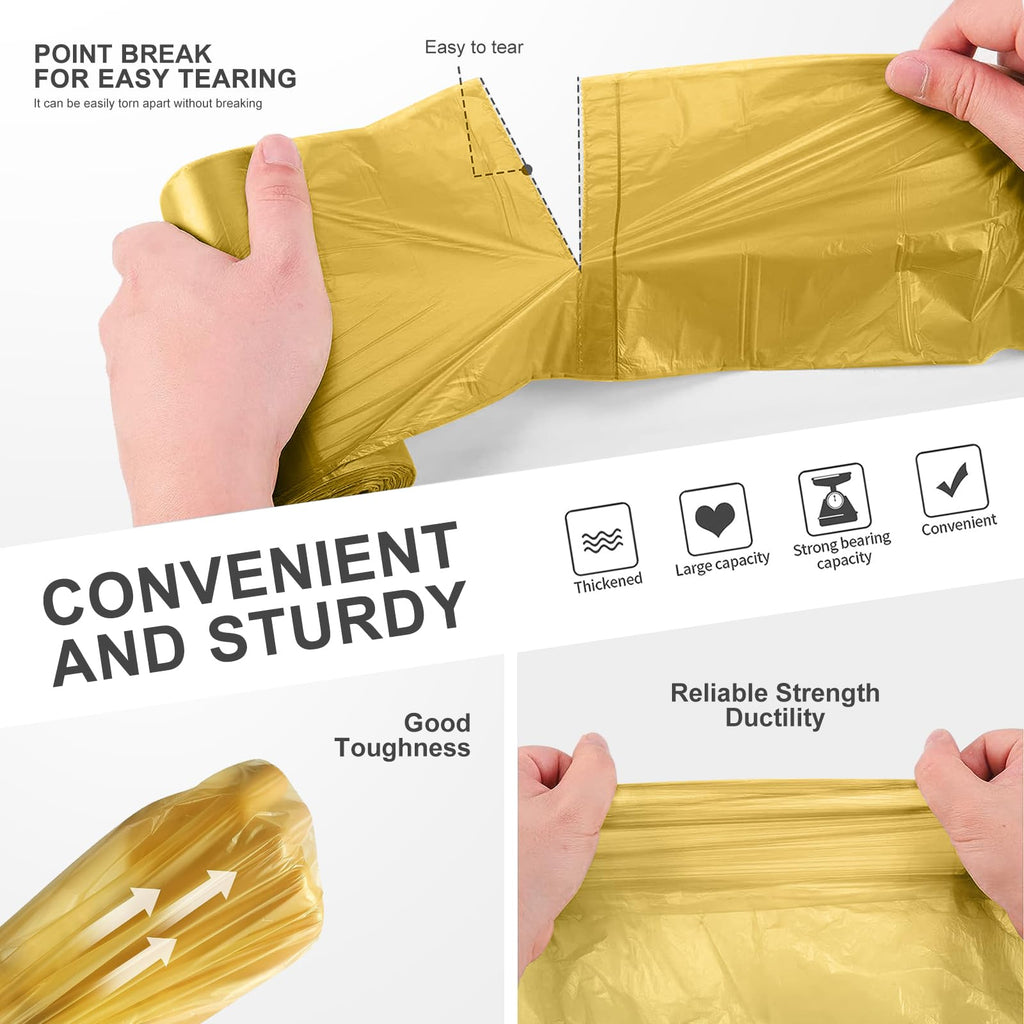 4-6 Gallon Gold Small Trash Bags 4 Gallon up to 6 Gallon Strong Garbage Bags Strong Disposable, Unscented Leak-proof Trash Bags for Cars Boat Office Bathroom Bedroom Kitchen Waste Basket Liner
