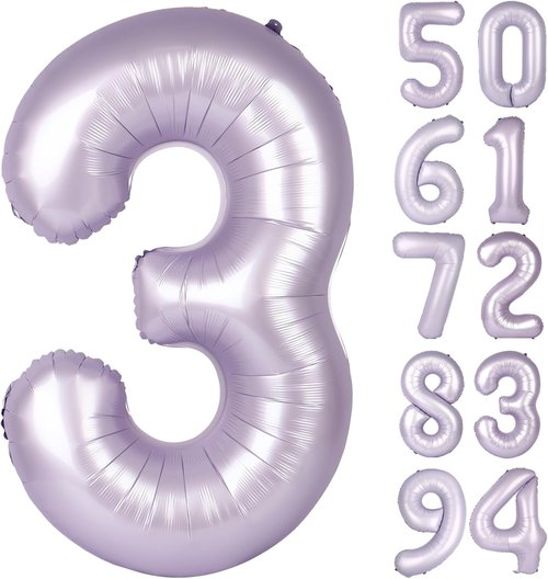 Lilac 3 Balloon - 40 Inch Lavender Number Balloon for 3rd Birthday Decorations | Kids & Women Party Supplies