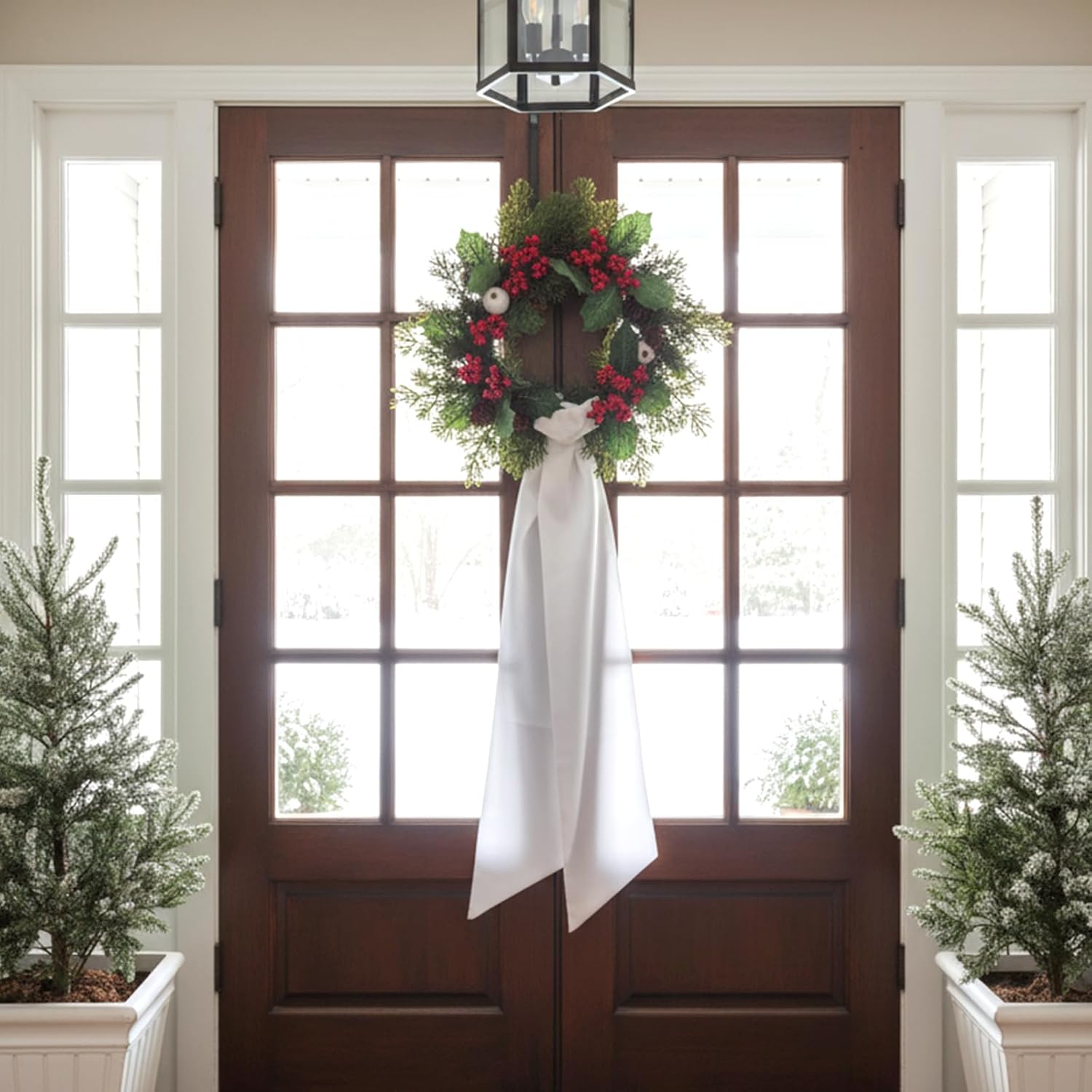 Regine Switzerland White Wreath Sash - 4 Pcs 4.5'' x 56'' Blank for Holiday Outdoor Decor