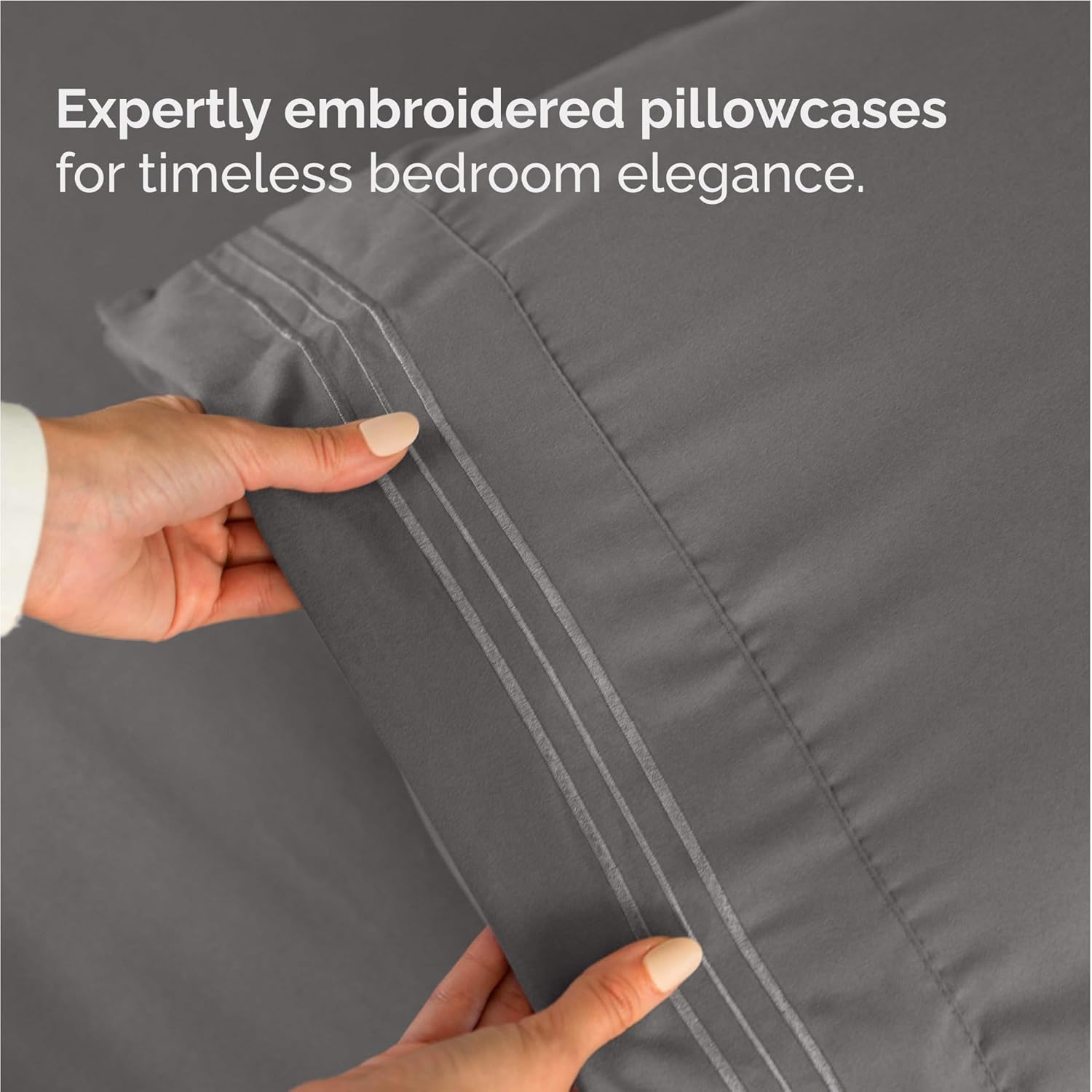 Skiennix Full Size 4-Piece Sheet Set - Comfy, Breathable & Cooling Luxury Bedding - Deep Pockets, Ultra-Soft, Wrinkle-Free - Dark Grey