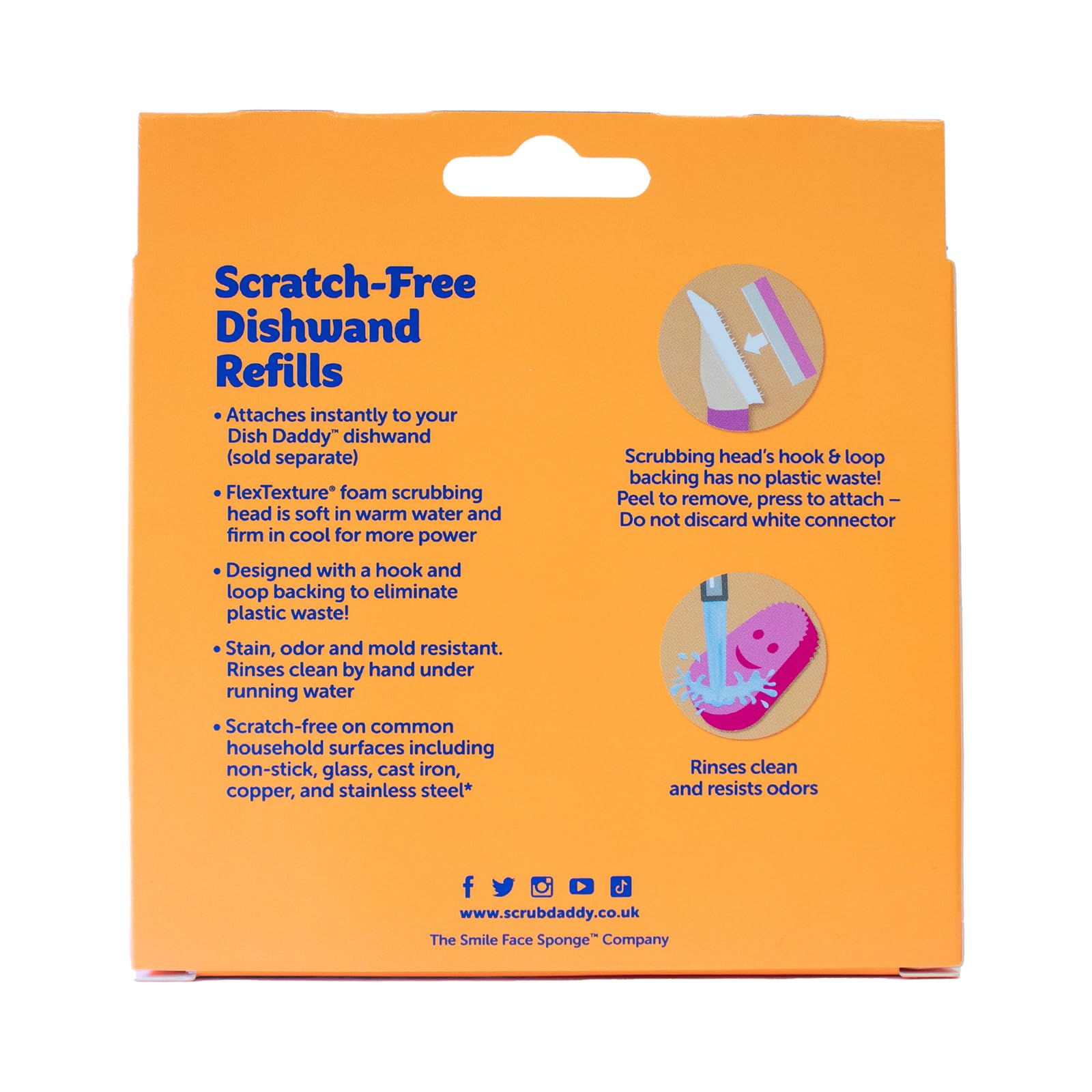 Scrub Daddy Dish Wand Scrubbing Brush Replacement Heads, Soap Dispensing Brushes, Texture Changing Washing Up Sponges, Detachable Dish Daddy Head Sponge Refills, Pink 2 Pack