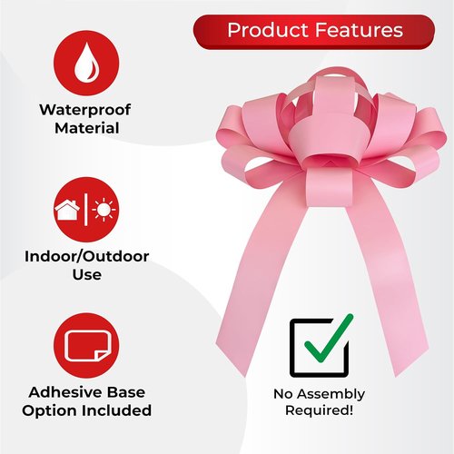 CarBowz Giant 30" Pink Car Bow - Non-Scratch Magnet & Weather-Resistant Vinyl Decor