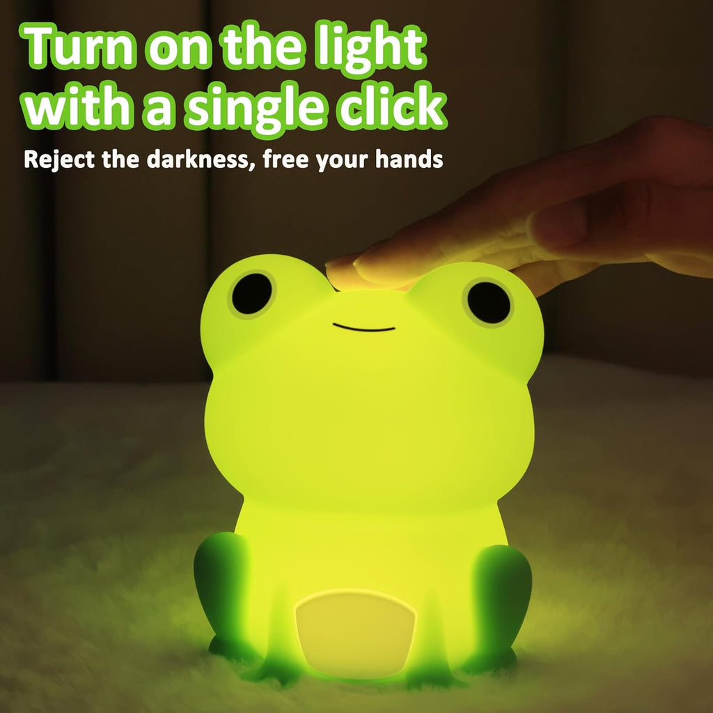 OkiyiD Frog Night Light - Rechargeable Dimmable Bedside Lamp with Touch Control | Portable Kids Gift