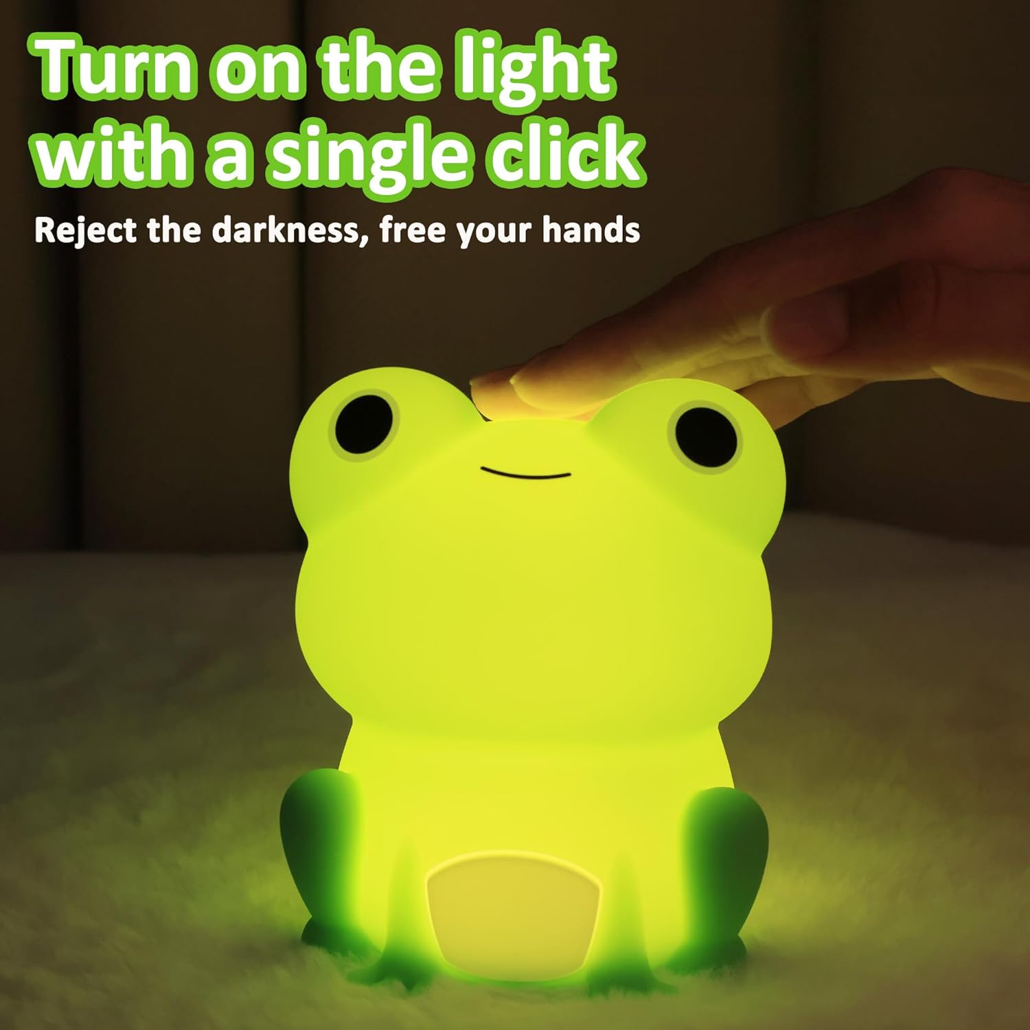 OkiyiD Frog Night Light - Rechargeable Dimmable Bedside Lamp with Touch Control | Portable Kids Gift