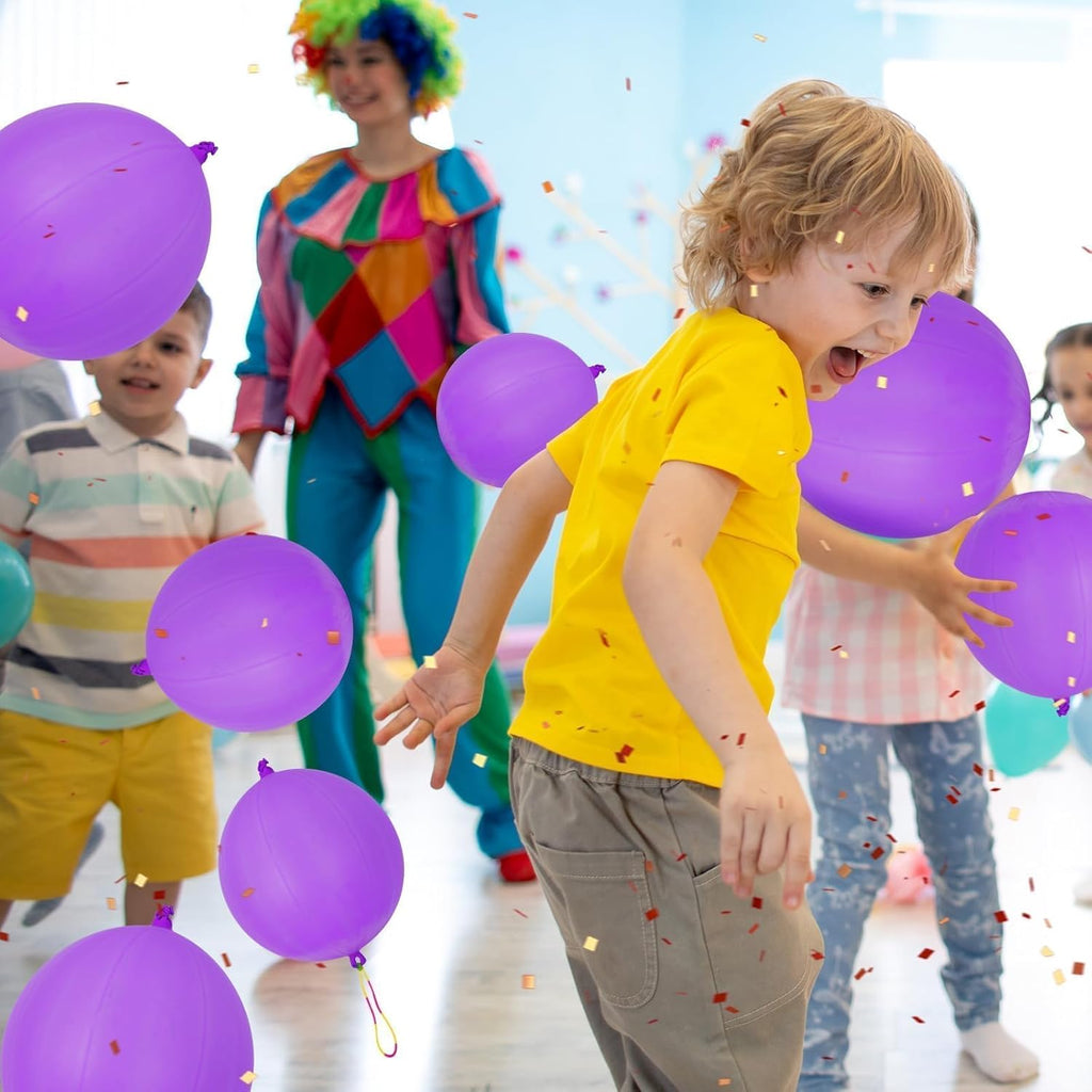 Purple Punch Balloons - 36 Pcs with Rubber Band Handle for Easy Grip | Perfect for Kids’ Birthday Parties