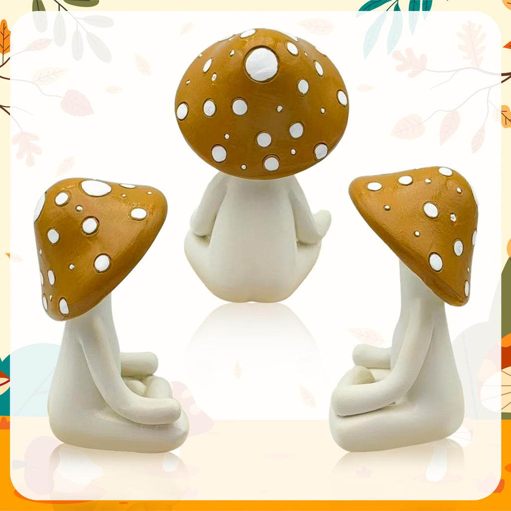 CYjorkbgg Meditation Mushroom Resin Statue - Cute Meditation Mushroom Statue for Desk Living Room Resin Figurine for Home Patio Office Decoration Cute Plant Statues for Tabletop Garden Backyard Decor