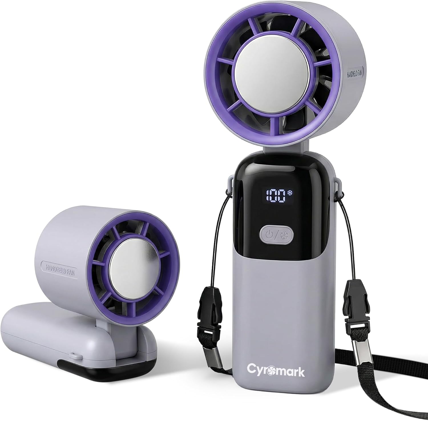 Skiennix Handheld Portable Fan - Rechargeable Mini Turbo Ice Cooler for Travel & Home | Light Grey