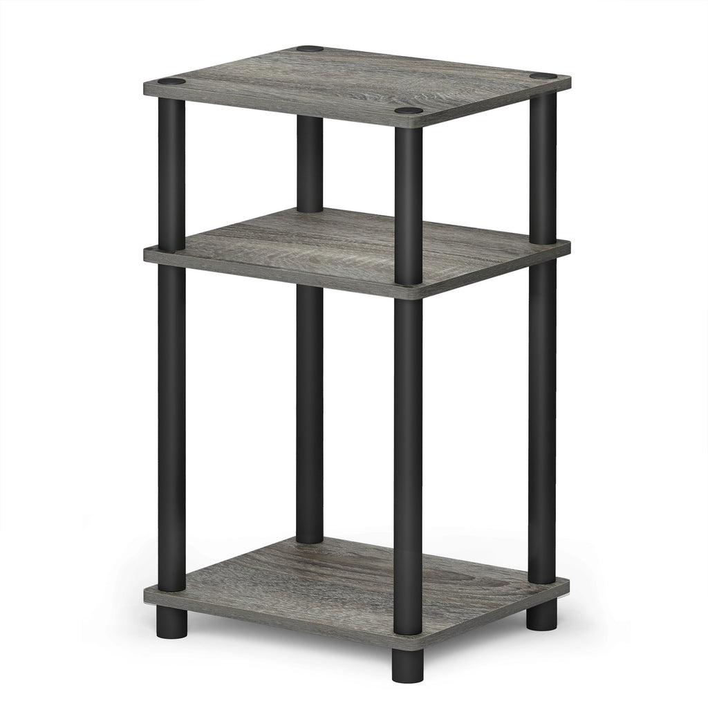 Furinno JUST Side Table, 3-Tier End Table, Open Shelves Night Stand, Bedside Table, Toolless Assembly, for Living Room, Bedroom, Bathroom, French Oak