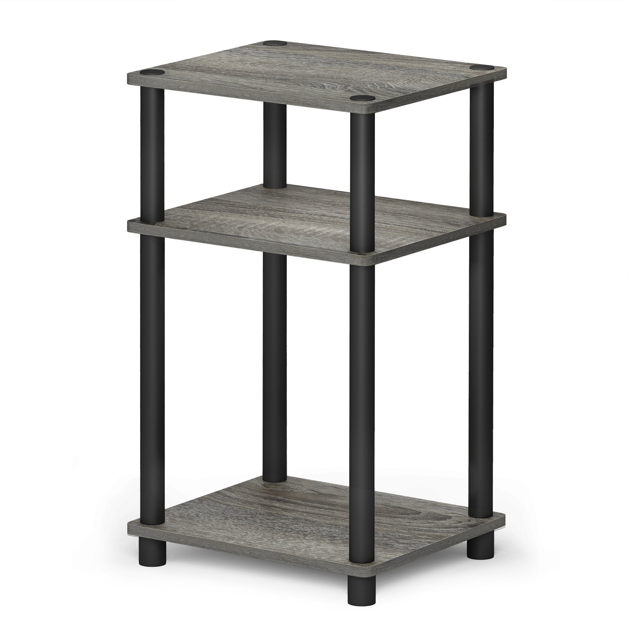 Furinno JUST Side Table, 3-Tier End Table, Open Shelves Night Stand, Bedside Table, Toolless Assembly, for Living Room, Bedroom, Bathroom, French Oak