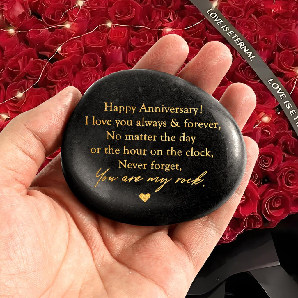 Happy Anniversary Rock Gifts for Men Women,Aniversario Gift for Him,Year Anniversary Wedding Gift for Husband,Anniversary Engraved Stone Presents,Romantic Sweetest Day Valentine Gifts for Men Him