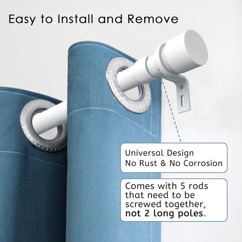 Byondeth Curtain Rods - Adjustable 16 to 88 Inches | 1 Inch Diameter with Aluminum End Caps, White
