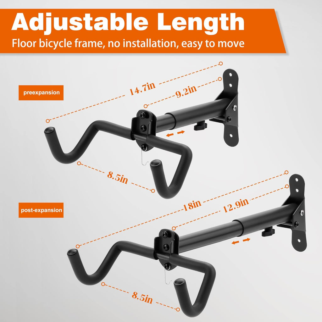 Skiennix Bike Rack - Durable Wall Mount Bicycle Storage Hook for Indoor Use | 2-Pack