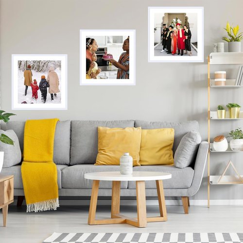 JCJMY 24x24 Picture Frame - White with 20x20 Mat | Display 20x20 Photos or 24x24 Without Mat