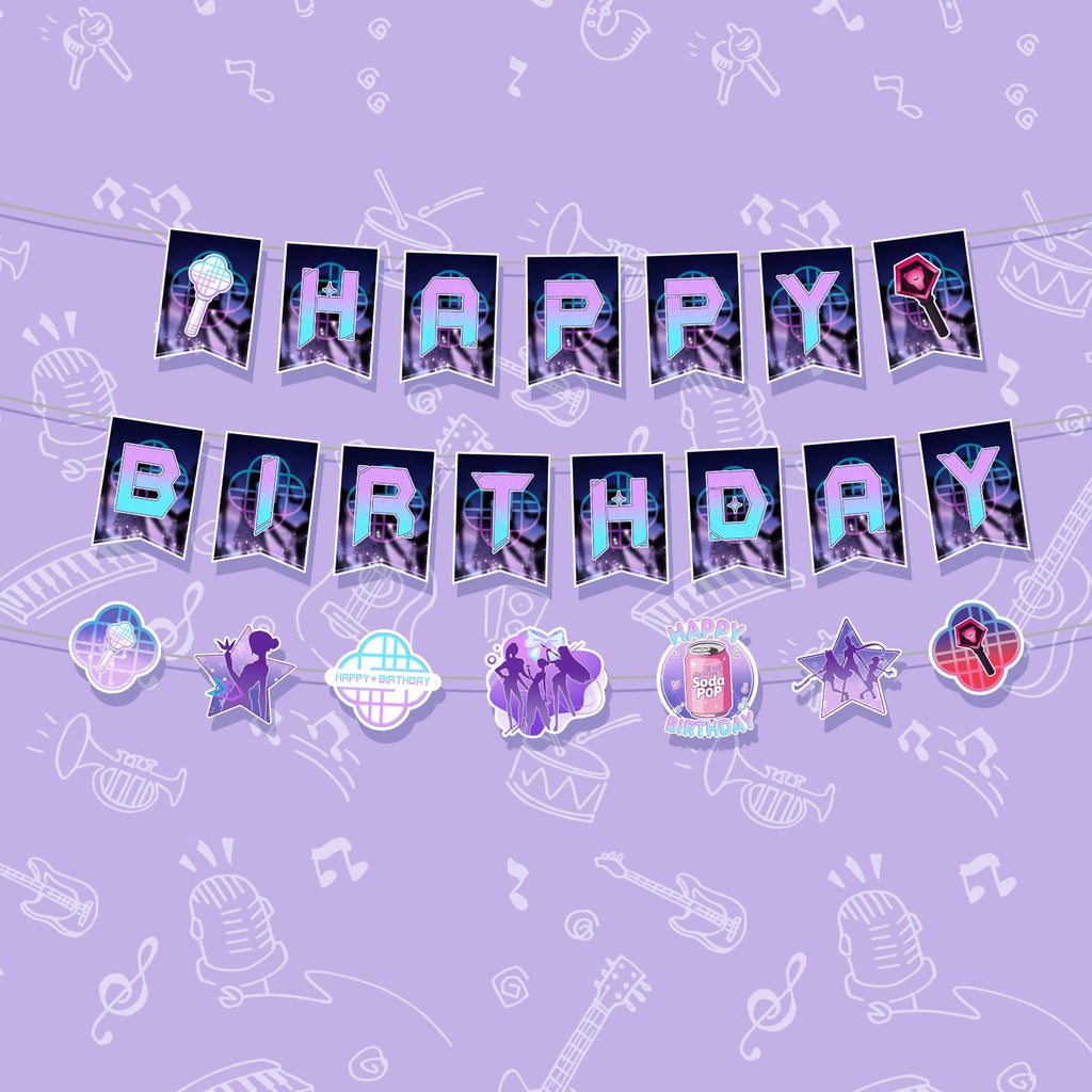 Music Hunter Birthday Banner Set - Includes 2 Happy Birthday Banners & 1 Prop Garland for Magical Music Themed Party Decorations, Easy to Hang Singer Theme Party Supplies