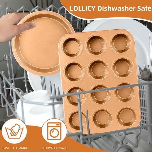 11-Piece Nonstick Baking Pans Set | Professional Grade Carbon Steel Bakeware - Dishwasher Safe, Oven Safe to 450°F