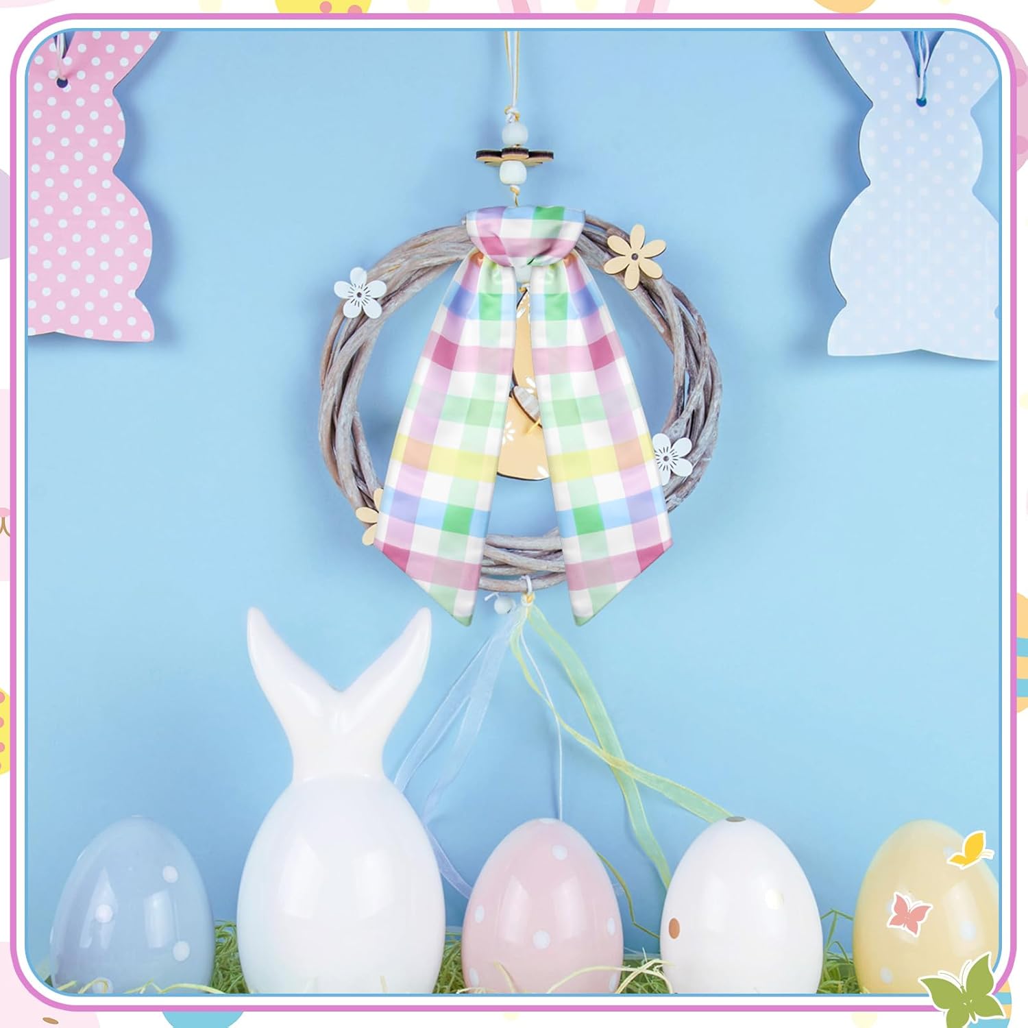 Pastel Wreath Sash by [Brand Name] - Satin Blank Sashes for Embroidery | Indoor/Outdoor Home Decor