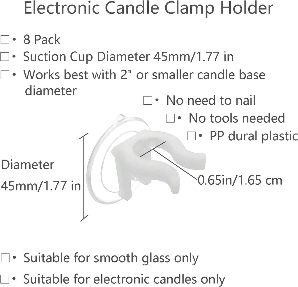 Skiennix Candle Holder Clips - Suction Cup Design for Glass Windows | 8 Pack