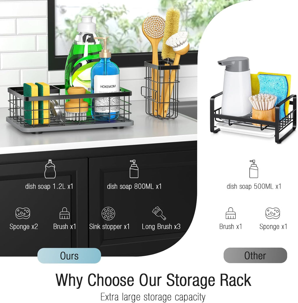 Stay-Dry Kitchen Sink Caddy Organizer by [Brand Name] - Rust-Resistant Stainless Steel Sponge Holder | 10.24" L x 6.5" W x 5.83" H