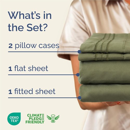 Comfy Breathable & Cooling Full Size 4 Piece Sheet Set by [Brand Name] - Luxury Hotel Bedding in Sage Green - Deep Pockets, Soft & Wrinkle-Free