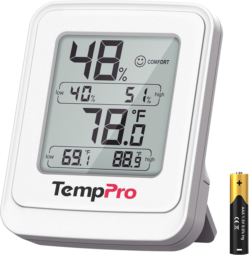 TempPro Greenhouse Thermometer Hygrometer - IPX5 Humidity Resistant Monitor for Indoor Grow Tents