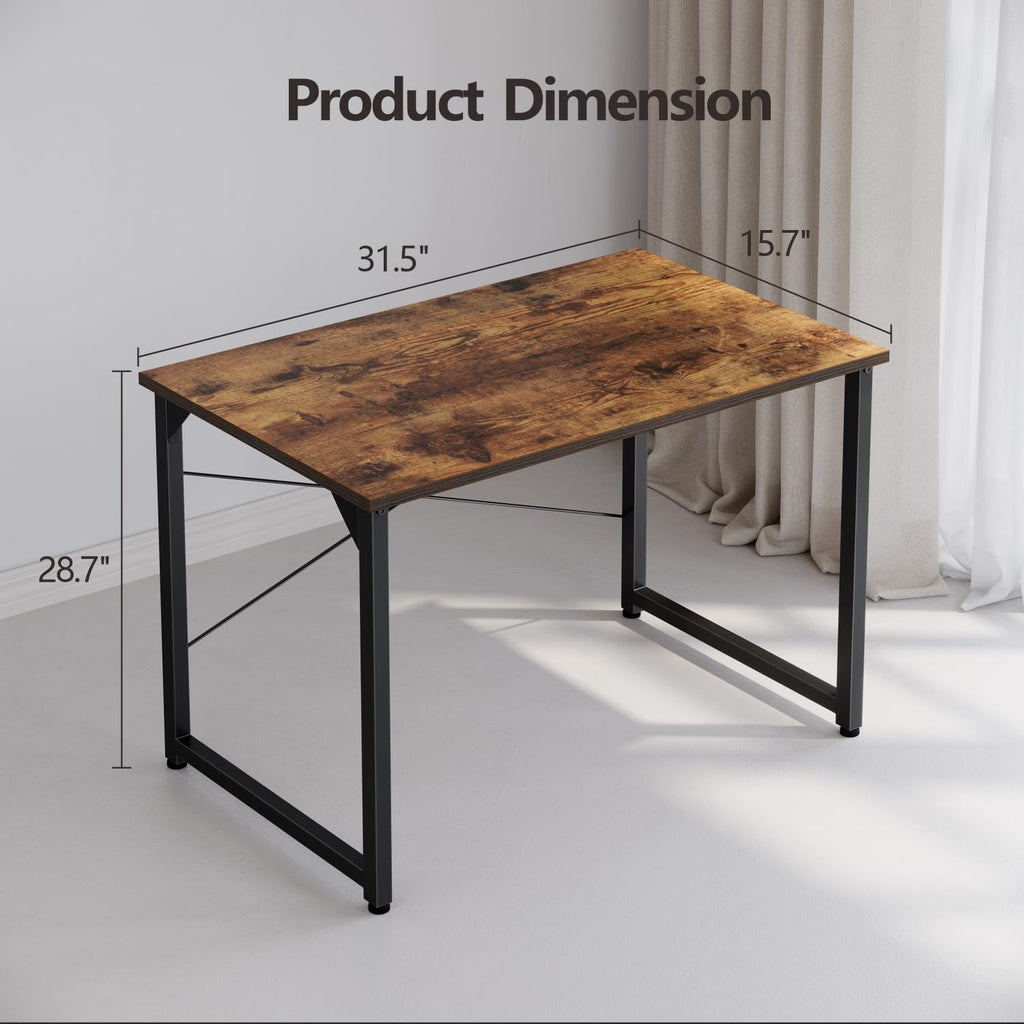 CubiCubi Computer Desk, 32 inch Small Home Office Desk for Small Spaces, Modern Simple Style for Home, Office, Study, Writing, Deep Brown