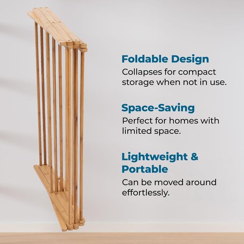 Honey-Can-Do Collapsible Bamboo Drying Rack - Sturdy & Portable Space-Saving Air-Drying Solution for Clothes, Towels & Delicates